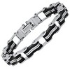 Steeltime Men's stainless steel and black rubber bycicle chain bracelet - 2 of 4