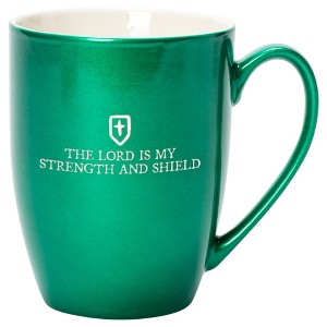 Elanze Designs The Lord Is My Strength And Shield Emerald Green 10 ounce New Bone China Coffee Cup Mug - 1 of 4