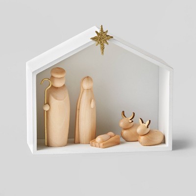 5pc Wood Nativity Decorative Figurine Set - Wondershop™