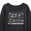 Women's - Star Wars - The Mandalorian N1 Starfighter Lightweight French Terry Wide Neck Long Sleeve Graphic Shirt - 2 of 4