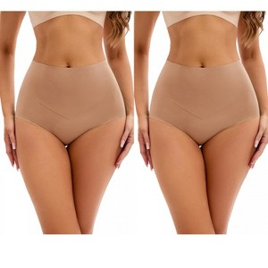 INSPIRE CHIC 2 Pcs Women's High-Waisted Tummy Control Underwear Briefs Flatten Panties - 1 of 4
