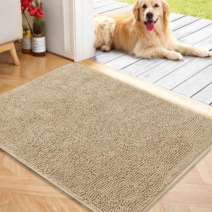 Dog Door Muddy Paws 40x32 Absorbs Moisture and Dirt Absorbent Non - Slip Washable Doormat Quick Dry Chenille Mud Dogs - 1 of 4