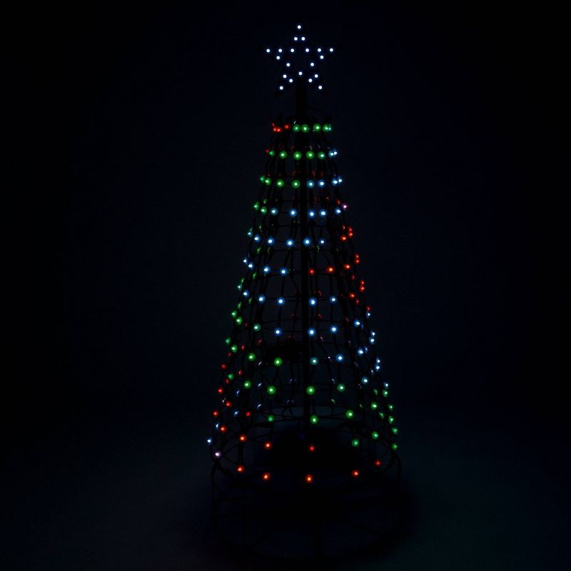 Aurio Pre-Lit LED Round Outdoor Pixel Artificial Christmas Tree Multicolored Lights, 2 of 5