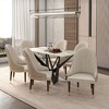 LeisureMod Dining Chair Upholstered in Leather Ripple Back Design with Rubberwood Frame and Legs with Gold Accents Elara Collection - 3 of 4