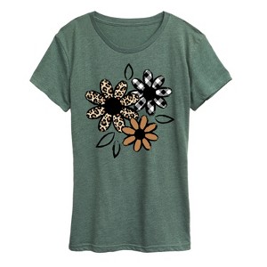 Women's - Instant Message - Patterned Flowers Short Sleeve Graphic T-Shirt - 1 of 4