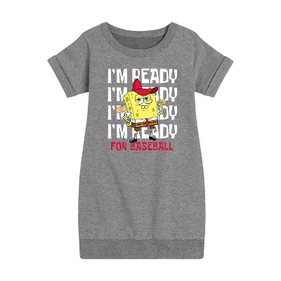 - SpongeBob SquarePants - Ready For Baseball Graphic Short Sleeve Fleece Dress