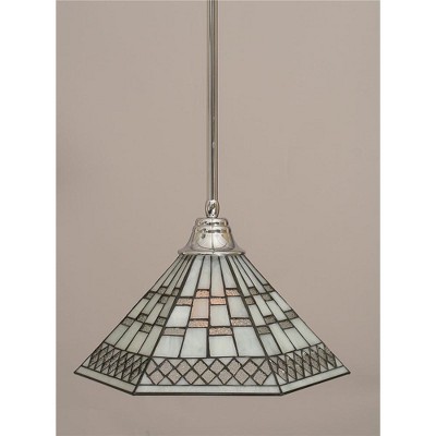 Toltec Lighting Any 1 - Light Pendant in  Chrome with 16" Pewter Art Glass Shade