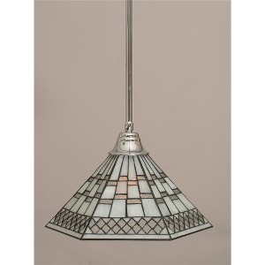Toltec Lighting Any 1 - Light Pendant in  Chrome with 16" Pewter Art Glass Shade - 1 of 1