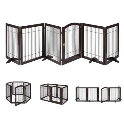 unipaws Wood and Wire Pet Playpen with 4 Support Feet