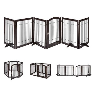 unipaws Wood and Wire Pet Playpen with 4 Support Feet - 1 of 4