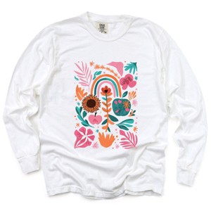 Simply Sage Market Boho Teacher Apple Floral Garment Dyed Long Sleeve - 1 of 4