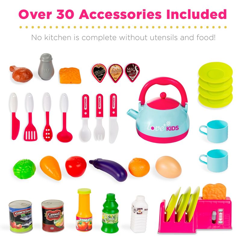 Best Choice Products Pretend Play Kitchen Toy Set for Kids with Water Vapor Teapot, 34 Accessories, Sounds, 5 of 8