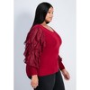 Avenue Women's Plus Size Frill Sleeve Sweater - 4 of 4