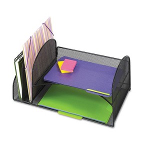 Safco Onyx Mesh Desk Organizer, Two Vertical/Two Horizontal Sections, Steel Mesh, 17 x 10.75 x 7.75, Black - 1 of 3