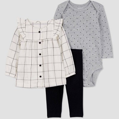 Image of Carter's Just One You®️ Baby Girls' Polka Dot 3pc Top & Bottom Set - White Newborn