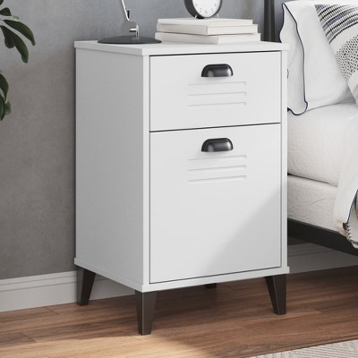vidaXL Bedside Cabinet Accent End Table Bedroom Furniture Solid Wood Pine, 15.7"x13.8"x25.6", With 2 Drawers