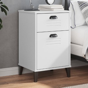 vidaXL Bedside Cabinet Accent End Table Bedroom Furniture Solid Wood Pine, 15.7"x13.8"x25.6", With 2 Drawers - 1 of 4