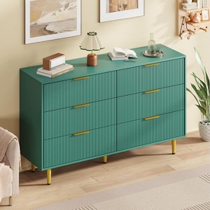Acekool Dresser, Fluted Panel & Golden Handles, Large Capacity Organizer for Bedroom, Black/White/Natural/Green - 1 of 4