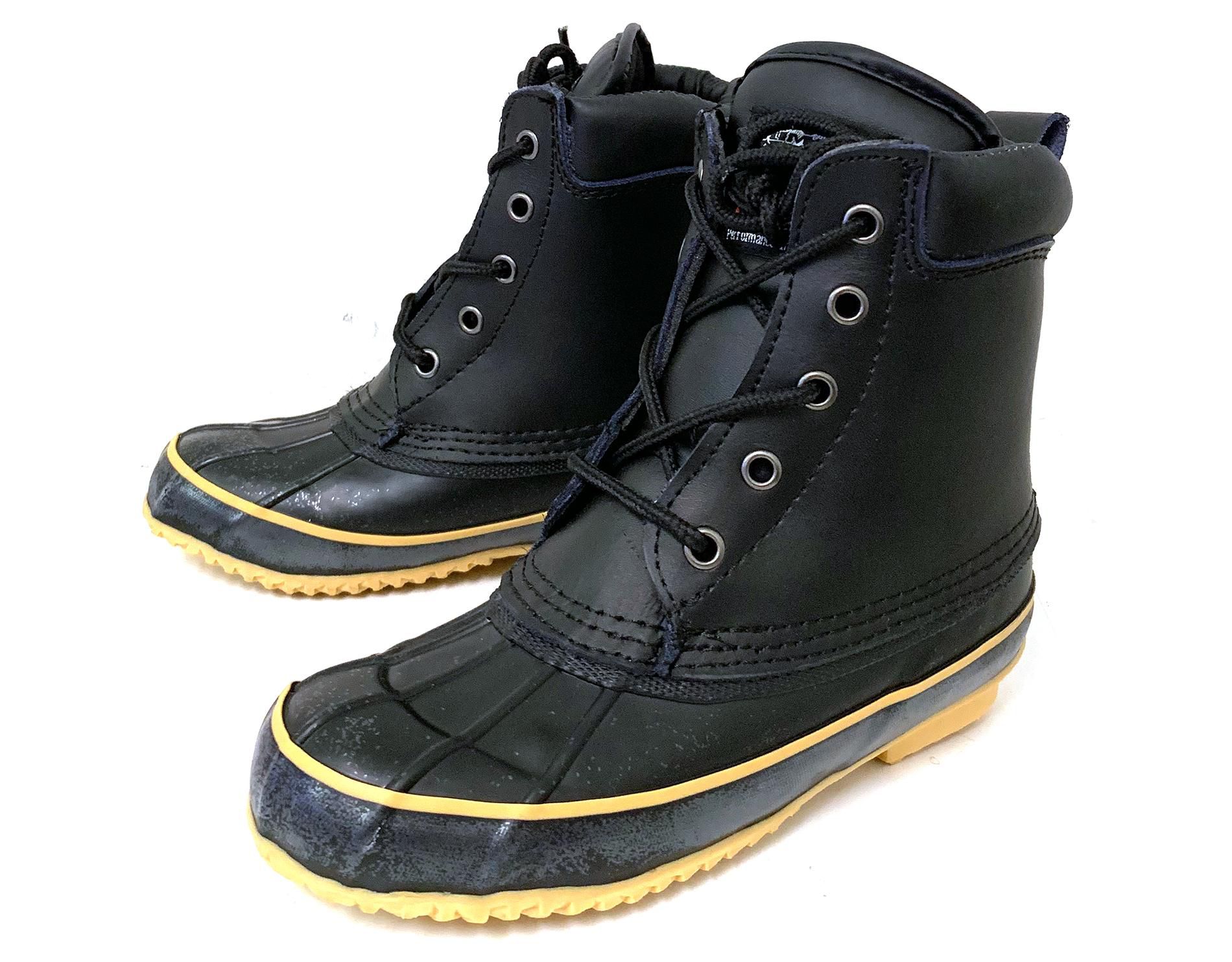 Boys Duck Winter Boots Leather Black Thermolite Snow Shoes