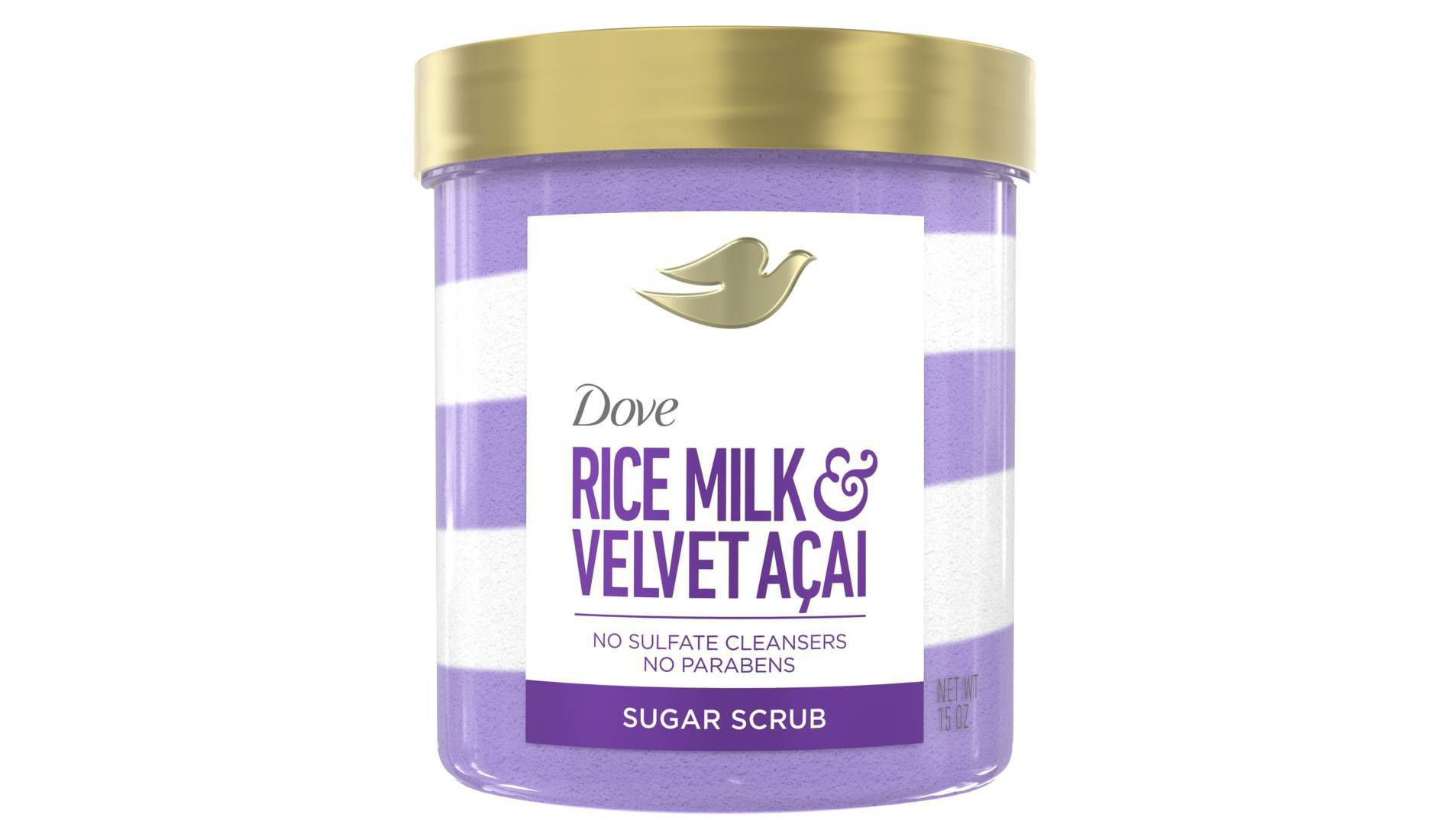 Dove Beauty Body Sugar Scrub - Rice Milk & Velvet Acai - 15oz