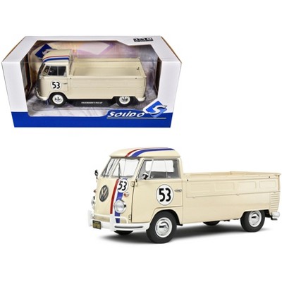 1950 Volkswagen T1 Pickup Truck Racer #53 Cream with Stripes 1/18 Diecast Model Car by Solido