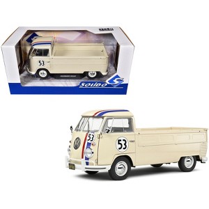 1950 Volkswagen T1 Pickup Truck Racer #53 Cream with Stripes 1/18 Diecast Model Car by Solido - 1 of 4