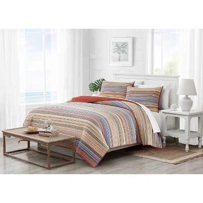 Twin Blue Cotton Plant-Themed Quilt Set