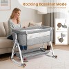 JOYMOR 3 in 1 Baby Bassinet, Bedside Bassinet for Baby, with Comfy Mattress and Wheels, 6 Height Adjustable Easy Folding Portable Bedside Crib - 3 of 4