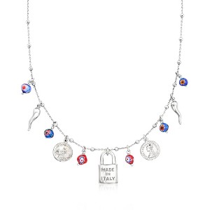 Ross-Simons Sterling Silver Italian-Inspired Charm Necklace With Multicolored Murano Glass Beads. 18 inches - 1 of 3