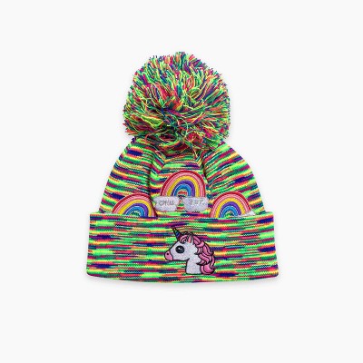 Turtle Fur Girls Unicorn Pom Beanie