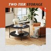 32.6" Round  Coffee Table with Open Storage Shelf, 2-Tier Industrial Circle Wood Center Table - 3 of 4