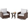 3-Piece Outdoor Swivel Rocking Chair Set with Side Table, High Back Wicker Glider Rocker Chairs for Porch, Deck, Yard, and Poolside - 2 of 4