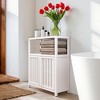 VANIRROR White Bamboo Storage Cabinet with Large Capacity, Multi-Shelf Organizer for Bathroom or Living Room, Stylish Bamboo Furniture - 2 of 3