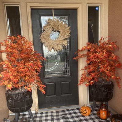 Vickerman 4' Outdoor Artificial Orange Maple in Gray Plastic Pot