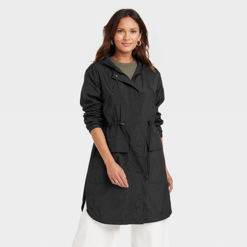 Women's Hooded Rain Coat - A New Day™ Black XS