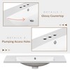 Vynxaria 36"L x 18"W White Resin Bathroom Sink Vanity Top 3-Hole Faucet Ready - 4 of 4