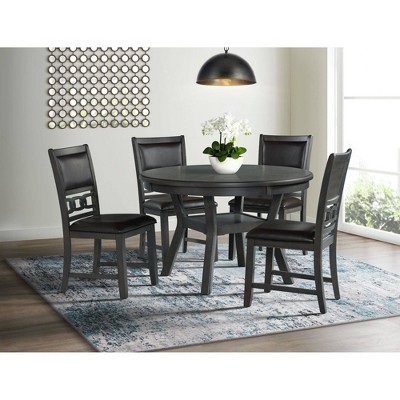 Transitional Slate-Gray Faux Leather Upholstered Side Chair Set