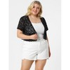 Agnes Orinda Women's Plus Size Short Sleeve Open Front Crochet Lace Allover Cropped Cardigan - 3 of 4