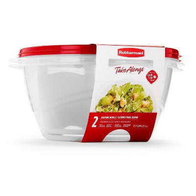 Rubbermaid TakeAlong 15.7 Cup Plastic 2pk Serving Bowls Clear: Food Storage Containers, Microwave & Freezer Safe