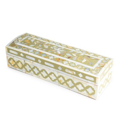 Jodhpur Mother of Pearl Decorative Box, Beige, 12"