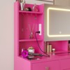 Barbie Pink Particle Board Tempered Glass Tabletop Laminated with Textured Melamine 5-Drawer Dressing Table Set - 4 of 4
