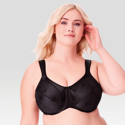 Bali Women's Satin Tracings Underwire Minimizer Bra 3562 Black - 42C