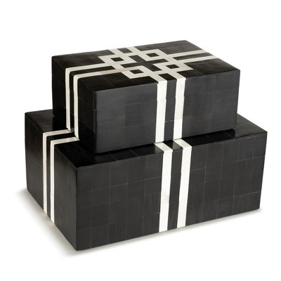 Bindra Black and Ivory Decorative Boxes Set of 2