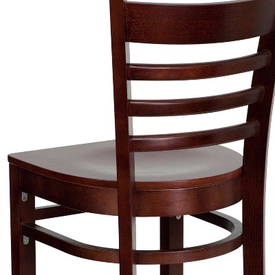 Elegant Mahogany Wood Ladder Back Barstool with Footrest