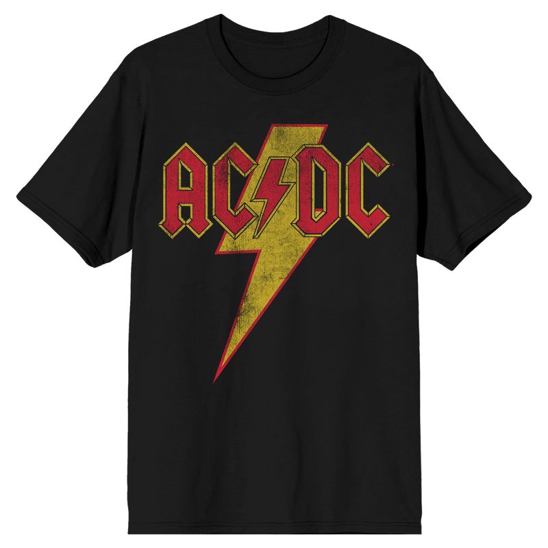 ACDC Vintage Lightning Bolt Logo Men's Black T-shirt, 1 of 4