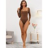 Allegra K Women's Long Sleeve Slim Fit Stretchy Square Neck Leotard Jumpsuit - 4 of 4