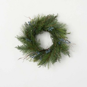 Artificial Juniper Mini Accent Wreath Green 19"H - 1 of 3
