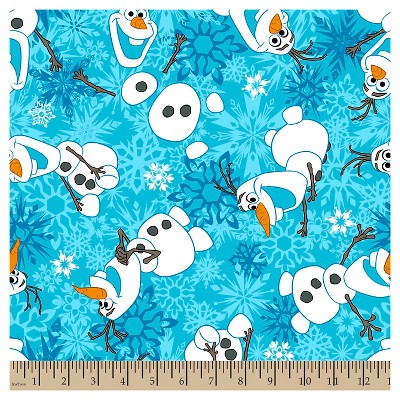 Frozen Olaf Winter Snowflakes Fleece Fabric