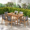 Tangkula 9-Piece Acacia Wood Patio Dining Set for 6-8 Outdoor Expandable Table and Chairs Set with 1.97" Umbrella Hole and Breathable Fabric - 3 of 4