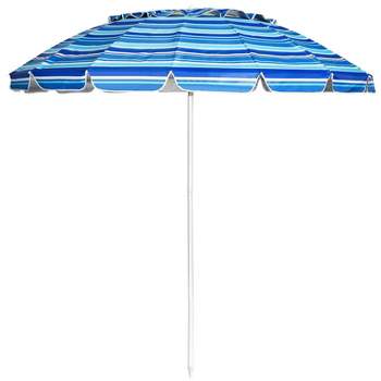 Wellfor - 8'x8' Outdoor Portable Sunshade Beach Umbrella with Sand Anchor and Carry Bag